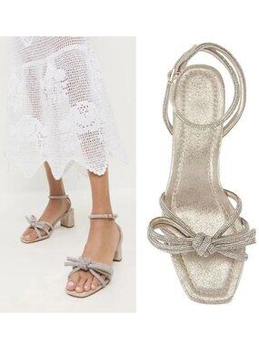 Loeffler Randall Mikel Bow Sandals Size 6 Crystal Rhinestone Embellished NEW
